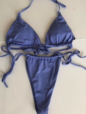 Urban Outfitters periwinkle Blue Tie-Side Triangle Bikini